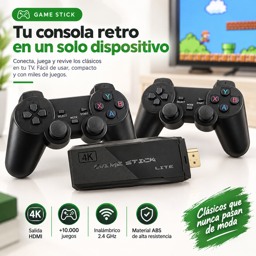 GameStick Retro 4K — Revive los Clásicos con 2 Mandos